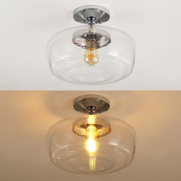 Marfa 14" Glass/Iron Farmhouse Modern LED Flush Mount